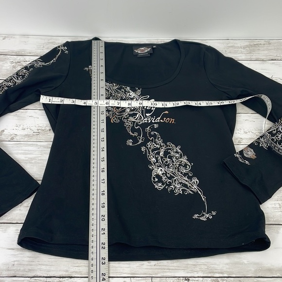 HARLEY DAVIDSON SZ M BLACK LONG SLEEVE SHIRT - Picture 4 of 6